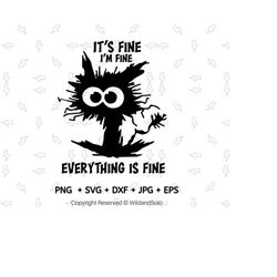 it&39s fine i&39m fine everything is fine svg, black cat, electrocuted cat, crazy cat svg, im fine svg, i&39m fine cat s