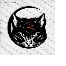 wall clock black cat laser cut dxf glowforge svg plan xtool d1 template cnc cutting router cut download digital vector f