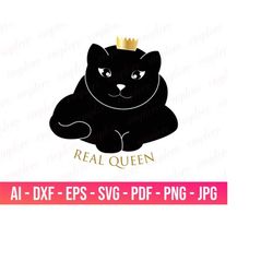 queen svg | queen decoration svg | the queen cat svg | black cat svg | the queen cat decoration svg | cat real queen svg