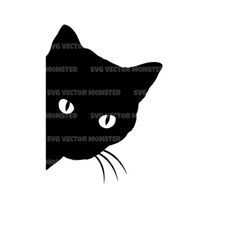 peeking cat svg, black cat svg. vector cut file for cricut, silhouette, pdf png eps dxf, decal, sticker, vinyl, pin