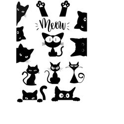 meow black cat files svg,ai,pdf,png,dxf