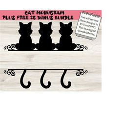 cat svg, cat monogram svg, monogram svg, cat clipart, kitten svg, cat png, cat silhouette, cat mom svg, cat clip art, bl