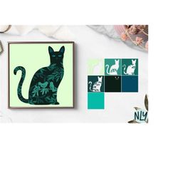 3d cat shadow box paper cricut design black cat paper cut file, 3d layered paper cutting laser cutting svg file, multila