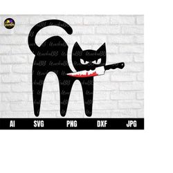 cat with knife svg, knife black cat svg, black cat svg, black cat with knife svg, murderous cat with knife svg, png, ai,