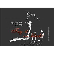 maine coon cat svg clipart white print on black maine coon vector graphic art cat silhouette cat in night dark cut file