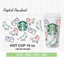 abstract cat drawing black line art decal full wrap starbucks hot cup 16 oz, strangers starbucks cup svg