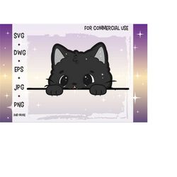 kawaii black cat svg file. commercial license included. digital downloads.