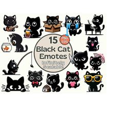 cute black cat emotes | funny cat emotes | silly black cat emotes | cat silhouette | cat emotes | black cat svg | cute c