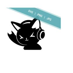 rock &39n roll cat svg | cut file for cricut | rock on hand svg | black cat listening to music silhouette