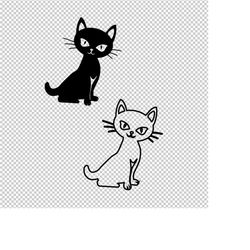 black cat witch cats svg, png, eps - file for cricut, silhouette, cut files, vector, digital file