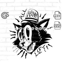 black cat, all nine lives left! - svg png - digital download, sublimation, dtg, clip art, gift for cat lover, cat shirt,