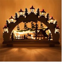 christmas santa reindeer table decoration laser cut svg file christmas tree composition dxf cnc vector wood scene decora