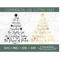 Words Christmas Tree, Prince of Peace, Christian SVG, Dxf, Eps Png, Silhouette, Cricut, Digital Download, Card, Cut File