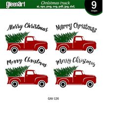 christmas truck svg, christmas tree svg, old red truck svg, merry christmas svg, vintage, truck svg files, instant downl