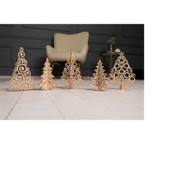 Standing Christmas tree bundle laser cut files svg template Glowforge Christmas tree svg cricut Christmas tree decor dxf
