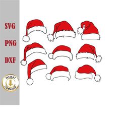 santa hat svg, santa hat cut file, christmas hat svg bundle, elf hat svg, xmas clipart, holiday winter hat svg, silhouet