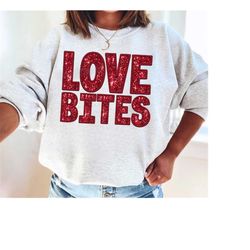 red love bites sparkly faux sequins valentines day png, cute valentines day shirt design, trendy valentines day png, sub