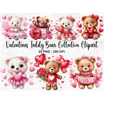 watercolor valentines teddy bear clipart, 25 png valentines day clipart, valentines teddy bear clipart, love bears png,