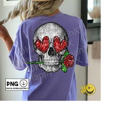 boujee valentines skull png faux glitter faux sequin clipart valentines day love sublimation shirt design download only