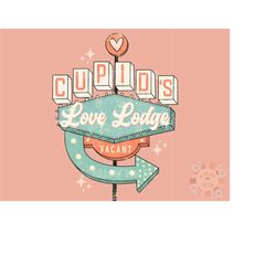 cupids love lodge png-valentines day sublimation digital design download-cupid png, xoxo png, vintage vday png, retro pn