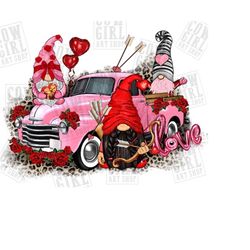 valentine&39s day gnomes with truck png sublimation design download, happy valentine&39s day png, valentine&39s gnomes p