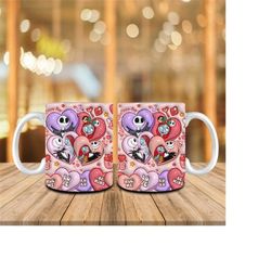 3d inflated valentine cartoon 11oz mug wrap png, candy hearts valentine png, 3d puff valentine coffee mug,happy valentin