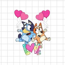 Bluey And Bingo Couple Png, Bluey Valentines Day png