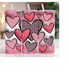 3D Valentine Hearts Inflated Tumbler Wrap, Leopard Valentine&39s Day Puffy Tumbler Sublimation,Valentines Day Heart Tumb