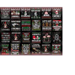 30 designs ugly christmas sweaters png bundle, christmas png, ugly sweater png, ugly sweater clipart, retro ugly sweater