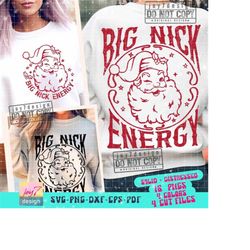 big nick energy svg png funny santa svg funny christmas png holiday svg santa tshirt design cut file trendy xmas retro s