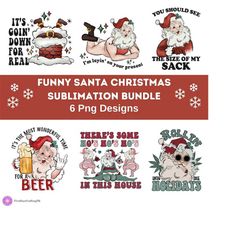 funny santa christmas sublimation bundle png, retro cheerful santa png, santa christmas png, vintage santa claus png, fu