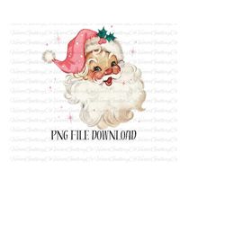 pink santa png sublimation gift pink christmas sparkle download, vintage santa clipart, retro christmas png for shirt, v