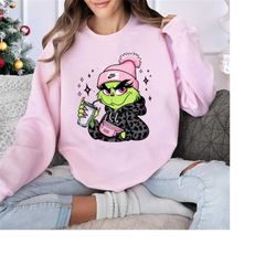 girl grinch cute design png, grinch christmas png, retro christmas png, christmas png, retro christmas shirt png, sublim