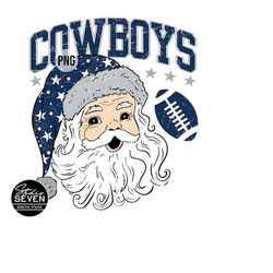 cowboys santa png, sublimation, retro, vintage, football, high school, texas, ho ho ho, christmas png, printable, tumble