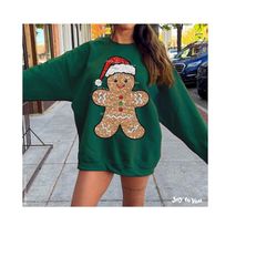 gingerbread santa png christmas png glitter sequins santa hat cute gingerbread retro christmas sublimation designs insta