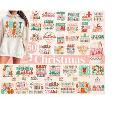 50 boho christmas svg png bundle, retro christmas svg, merry christmas svg, holiday svg, christmas shirt svg, winter svg