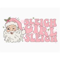 pink santa, sleigh girl sleigh png, retro christmas png, holiday png, santa png, vintage holiday png, retro xmas png, su