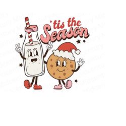 christmas cute retro tis the season nostalgic cartoon milk & cookies for santa - holiday design - mugs, shirts - gifts -