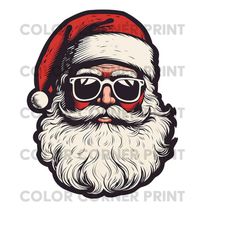 retro santa with sunglasses, claus png, santa claus png, christmas clipart, vintage santa png, santa png, tshirt sublima