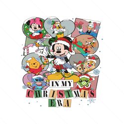 in my christmas era mouse cartoon and friend svg