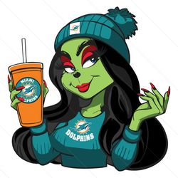 female grinch miami dolphins football team svg