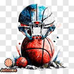 basketball helmet and ball on fourth of july png design 69