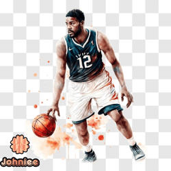 basketball player in action with paint splashes png design 78