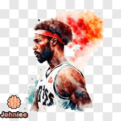 colorful basketball player watercolor painting png design 80