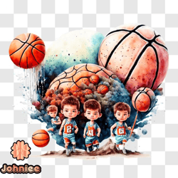 group of children playing basketball png design 74