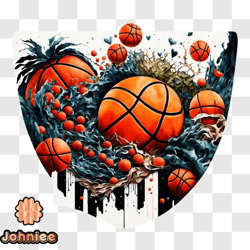 basketball game with splashes of paint png design 85