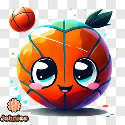 playful smiley face ball with basketball background png design 103