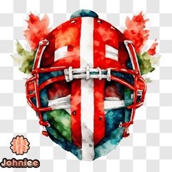 watercolor painting of hockey mask with canadian flag colors png design 126