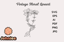 vintage flower drawing clipart design 170