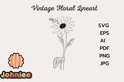 vintage flower drawing clipart design 171